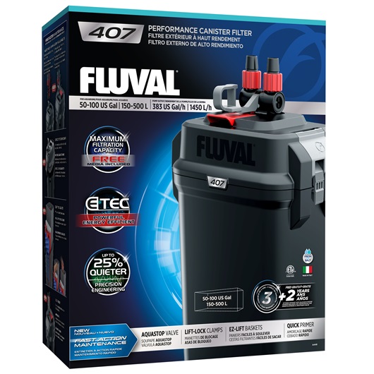 Fluval 407 Performance Canister Aquarium Filter - up to 100 Gallon
